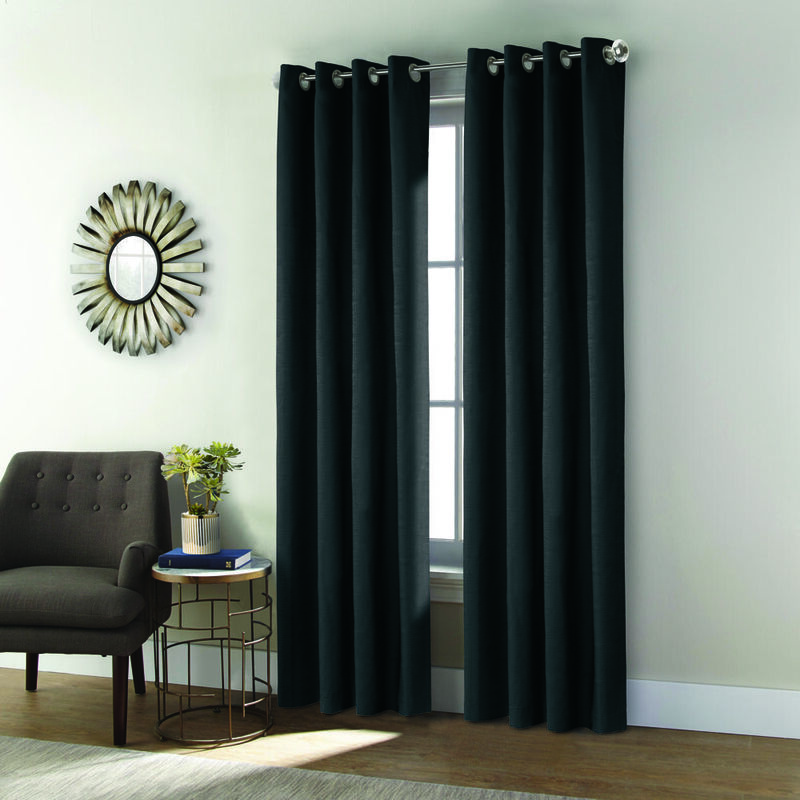 Thermaplus Shadow Grommet Dressing Window Curtain Panel - 52x84", Black image number 2