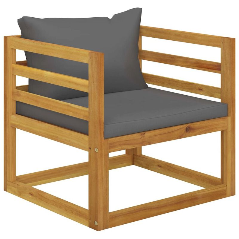 Wooden Chair Dark Grey, Natural Wood Solid Acacia Wood Standard