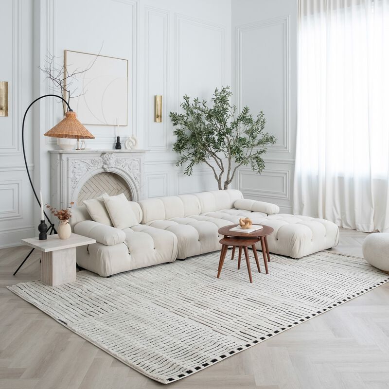 Rug Branch Kawa Modern Abstract Cream Black Indoor Area Rug