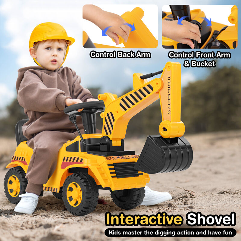 Electric Kids Excavator Ride On Toy with Adjustable Shovel for Outdoor Play image number 5