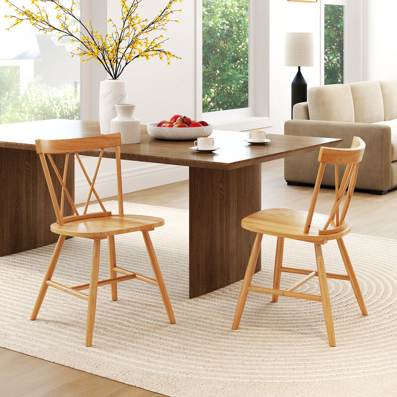 Farmhouse Kitchen Dining Chair Set of 2 with Rubber Wood Frame