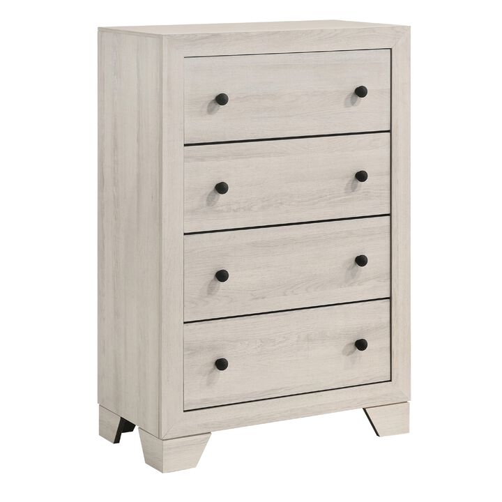 Cuzzy Tall Dresser Chest with 4 Drawers, Natural White Wood
