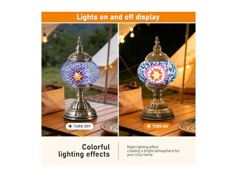 Mosaic Moroccan Table Lamp For Living Room Bedroom Bronze image number 2
