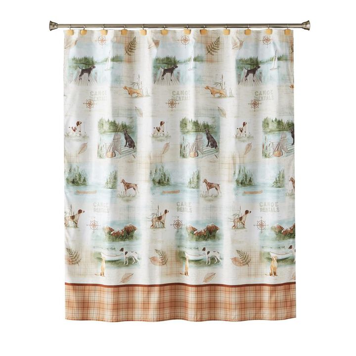 Saturday Knight Ltd Adirondack Dogs Nature Life Fabric Bath Shower Curtain - 70x72", Multi