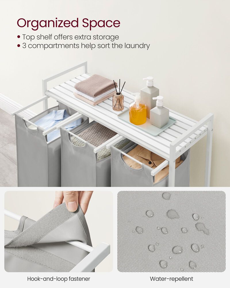 Laundry Sorter with 3 Pull-Out Bags and Removable Bins for Organized Laundry Days image number 2