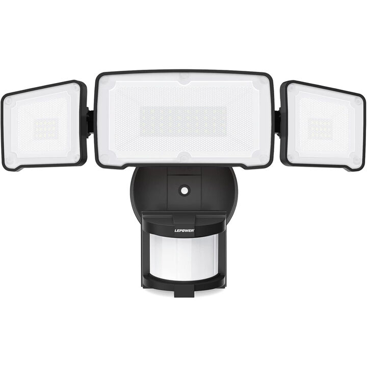 LEPOWER LED Security Light, Motion Sensor Outdoor Lights, 38W 4200LM | 72 FT Range, IP65 Waterproof, 180&deg; Motion Sensor, 5500K, 3 Head Flood Light