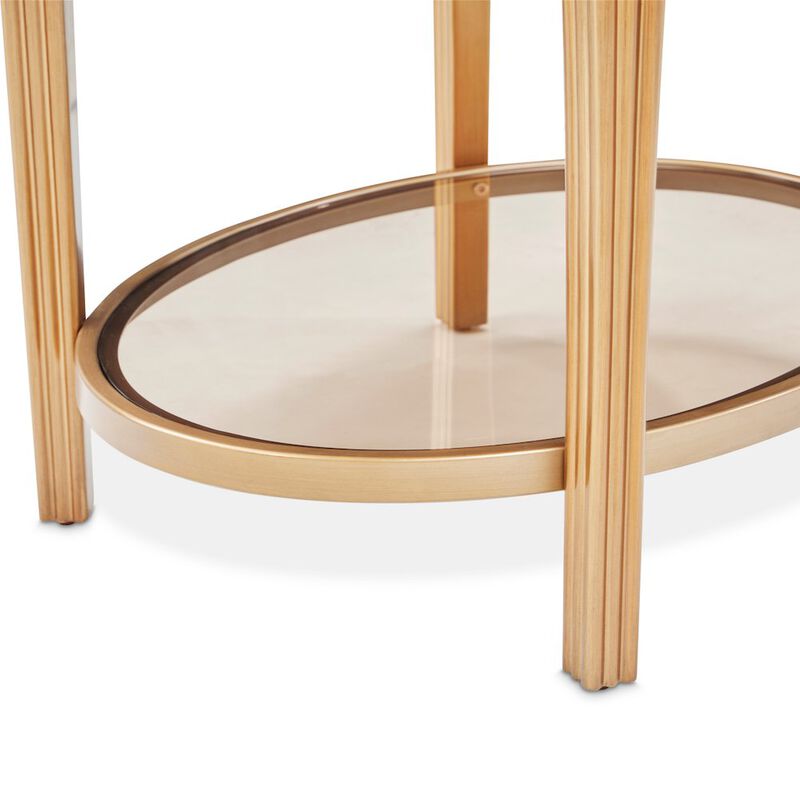 Michael Amini Camellia Field End Table with Drawer - Warm Pecan