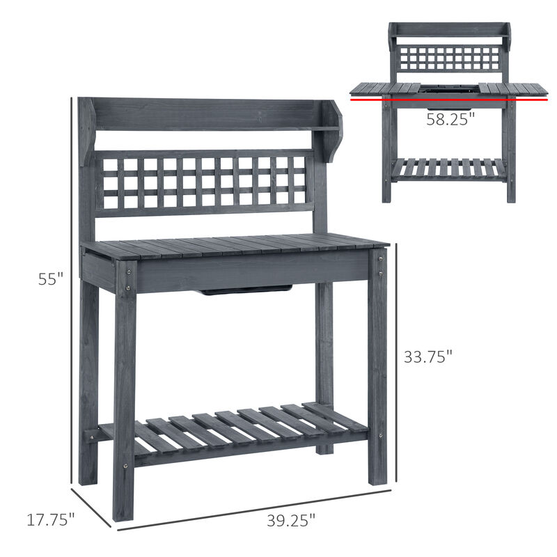 Hivvago Potting Bench Workstation for Garden, Patio, or Greenhouse image number 2