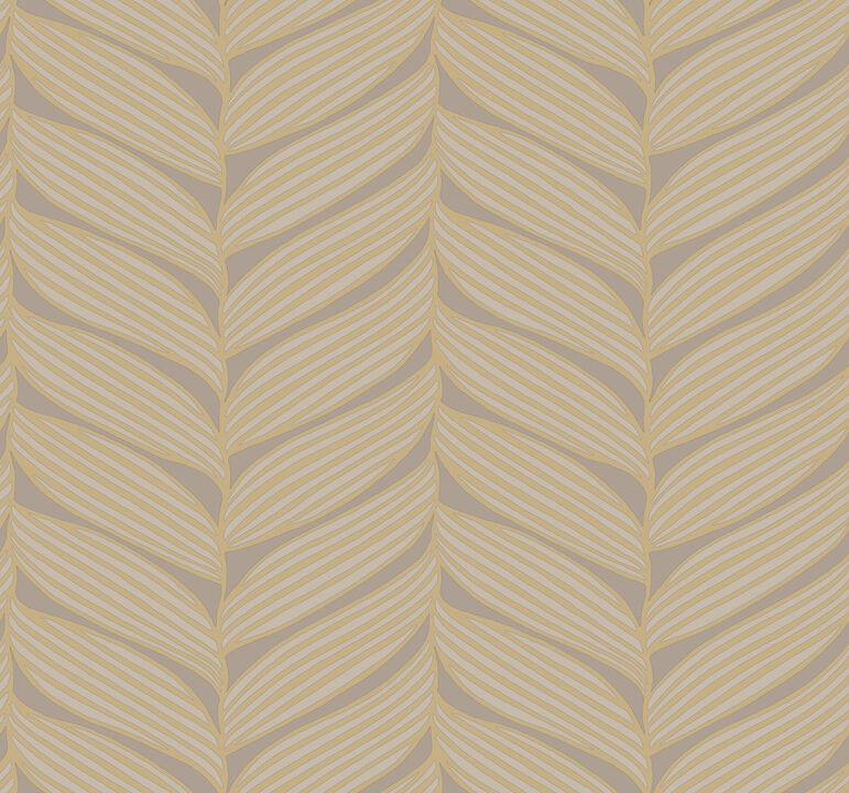 Luminous Leaves Grey & Gold Wallpaper