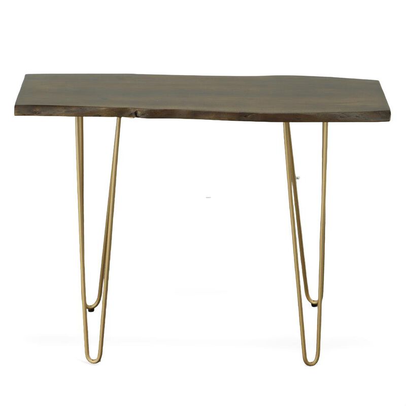 Carolina Living Seti Live Edge Console Table - Elm Top - Gold Base