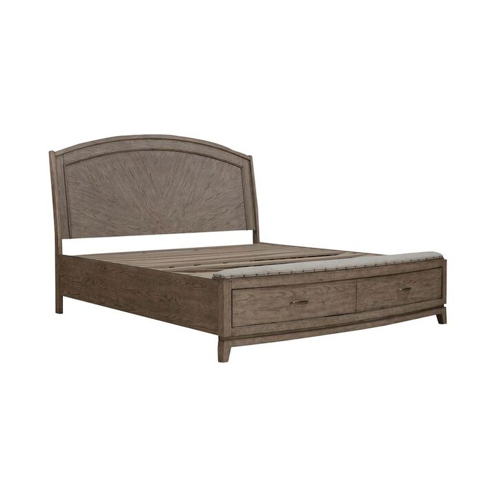 Liberty Furniture Avalon King Panel Storage Bed Frame with Footboard Drawer