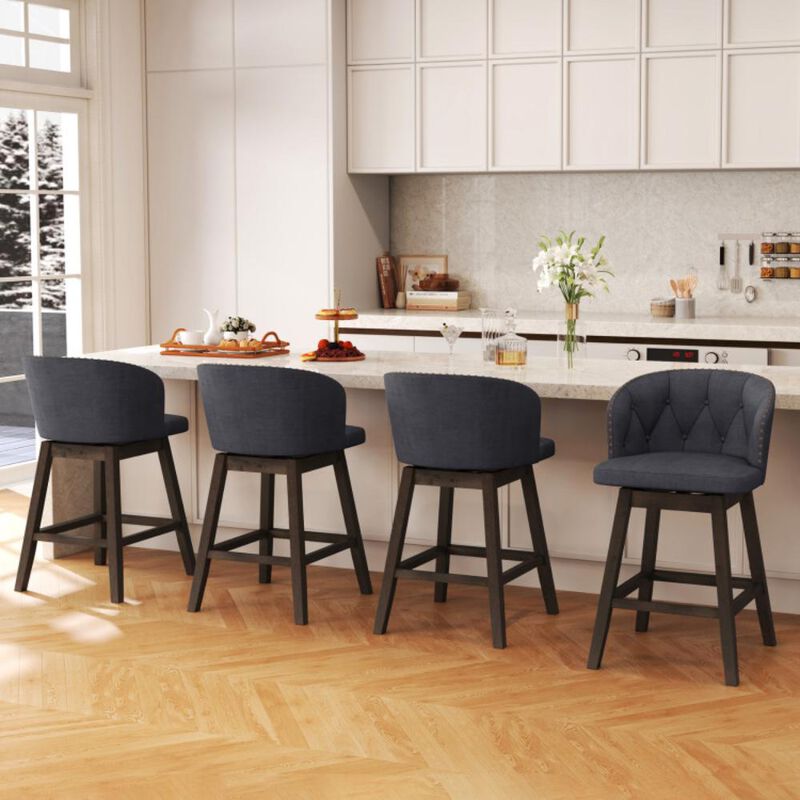 Hivvago Counter Height Fabric Upholstered Bar Stools Set of 2