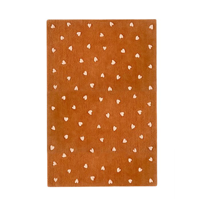 Rug HEARTS Brown / Pink Print