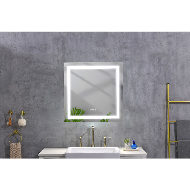 LED Bathroom Mirror with Frontlit and Backlit Wall-Mounted Vanity Mirror with Smart Touch Button for Custom Lighting