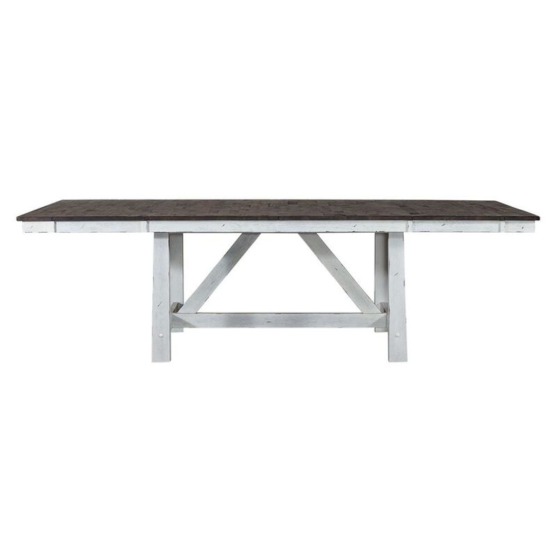 Liberty Furniture Farmhouse Trestle Table in Two Tone White w/ Wood Tone Top image number 1