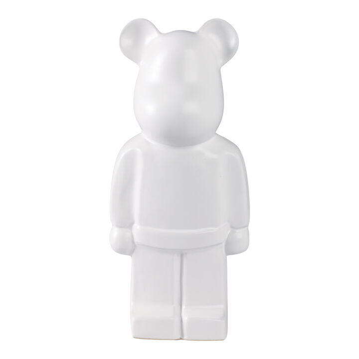 12" Deco Bear Figure, White