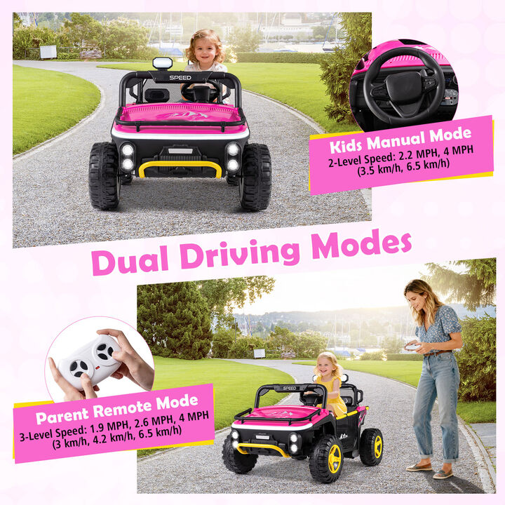 Kids 24V Ride On UTV Car with Dual Seats Horn Music and Story Features