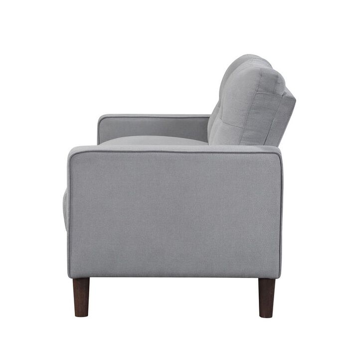 Simple Relax Upholstered Track Arms Tufted Loveseat in Grey and Dark Brown