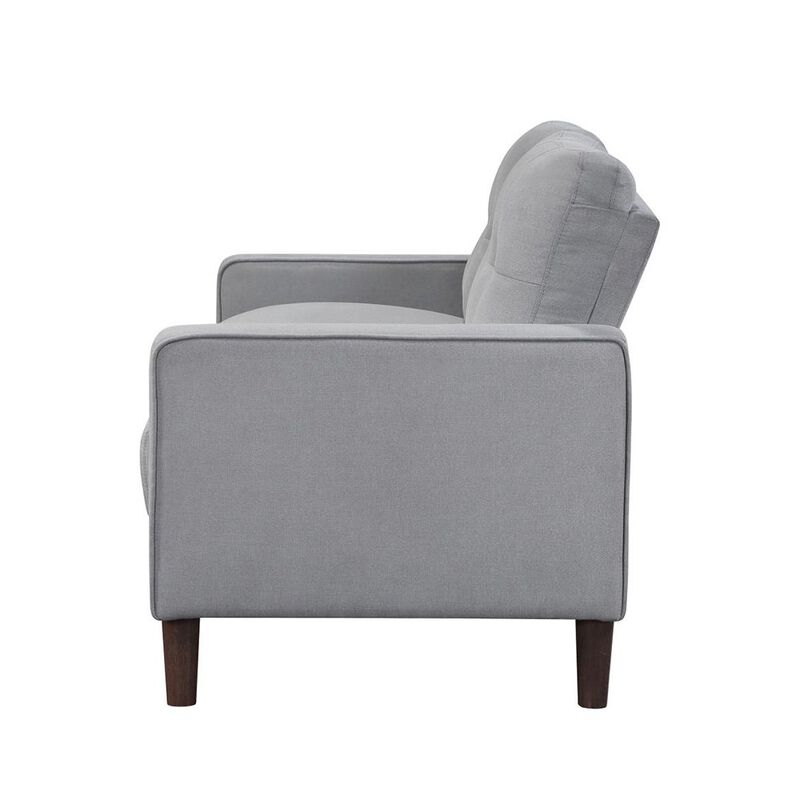 Simple Relax Upholstered Track Arms Tufted Loveseat in Grey and Dark Brown image number 1