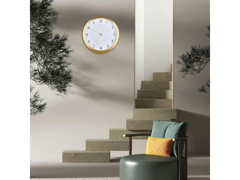12 Inch Modern Wall Clock Silent Non-Ticking Battery Operated Aluminum for Bedroom Kitchen Living Room Easy to Read Gold Decor image number 2