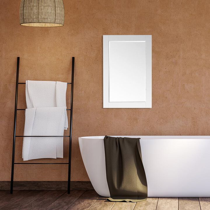 Altair 24 Rectangular Bathroom Wood Framed Wall Mirror in White