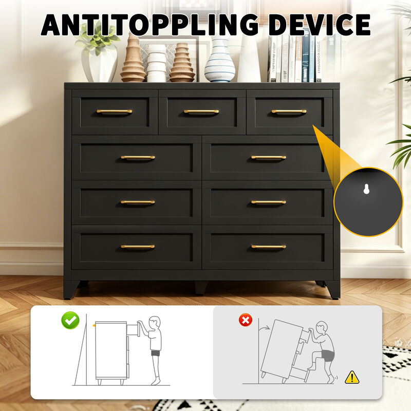 Kankes  9-Drawer Metal Dresser image number 5