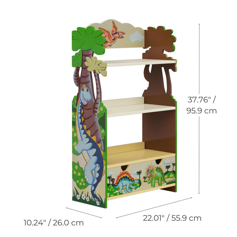 Dinosaur Kingdom Bookshelf with Storage Drawer, Multi image number 5