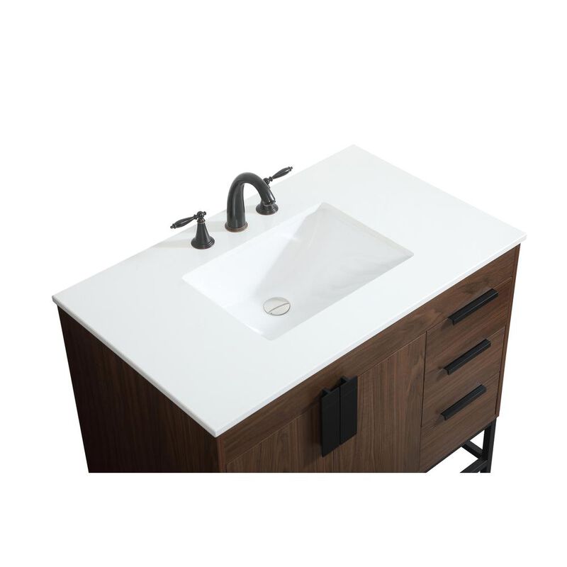 Elegant Kitchen and Bath 36 inch Single bathroom vanity in walnut