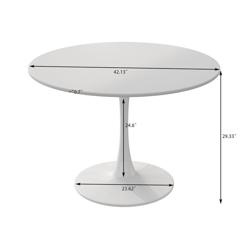 42" Modern Round Dining Table with Round MDF Tabletop, Metal Base Dining Table, End Table Leisure Coffee Table Tulip Round Table