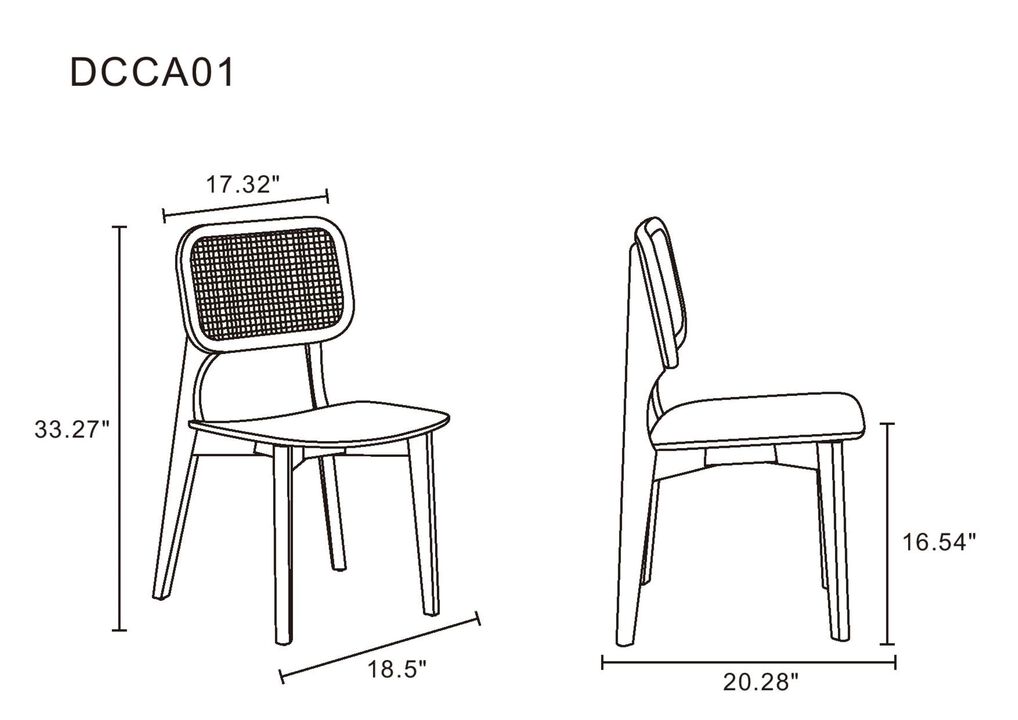 Versailles Black Square Dining Chairs (Set of 2)