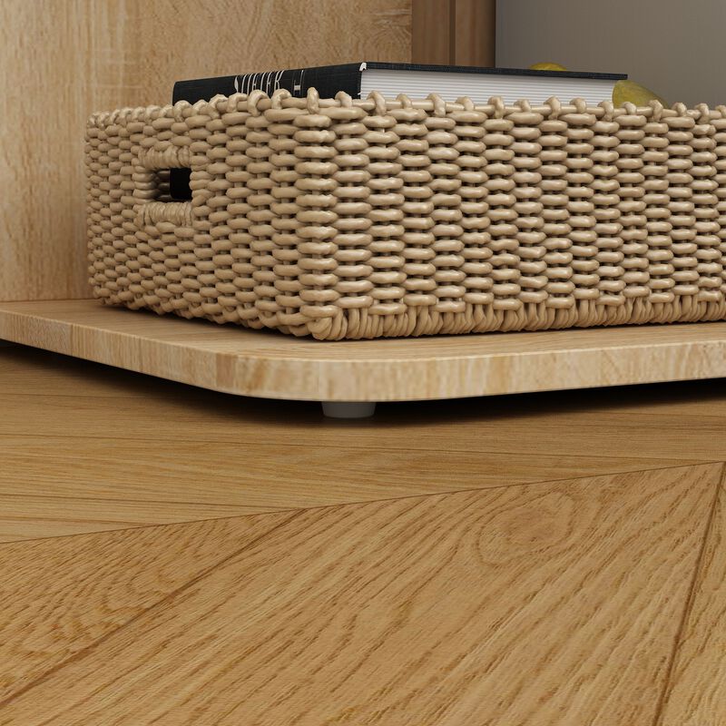 35.4 in. Wide Bright Wood Grain 7-Shelves Accent Bookcase, Open Back Bookshelf, Corner Bookcase (82 in. H x 23.6 in. D)