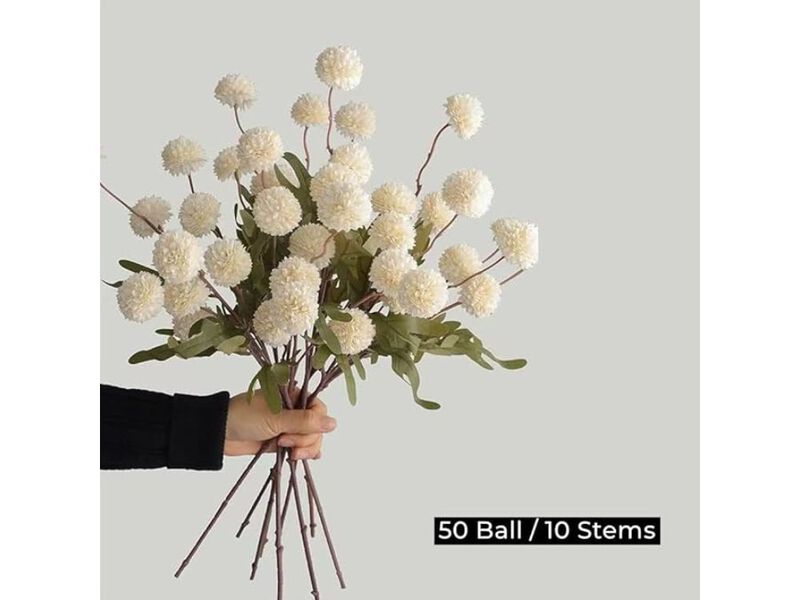 White Artificial Mum Flower Stems Vase Filler Flowers Vases image number 2