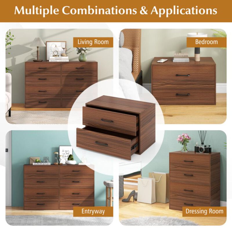 Hivvago 2-Drawer Stackable Horizontal Storage Cabinet Dresser Chest with Handles