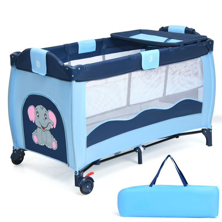 Baby Crib Playpen Playard Pack Travel Infant Bassinet Bed Foldable