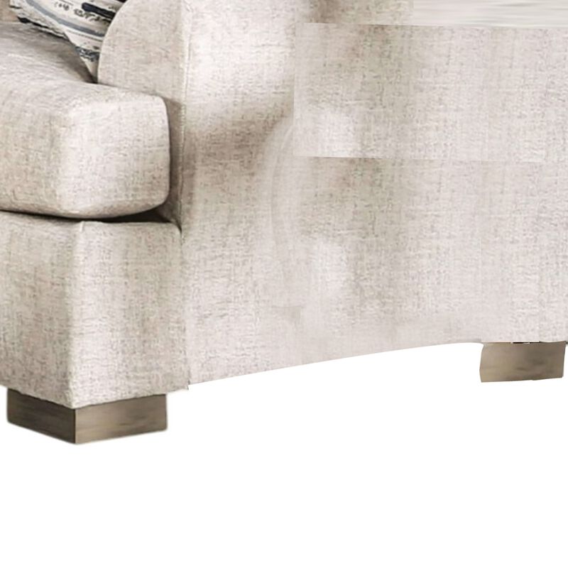 Lewis Loveseat with 2 Accent PIllows, 67 Inch, Cream Fabric - Benzara image number 3