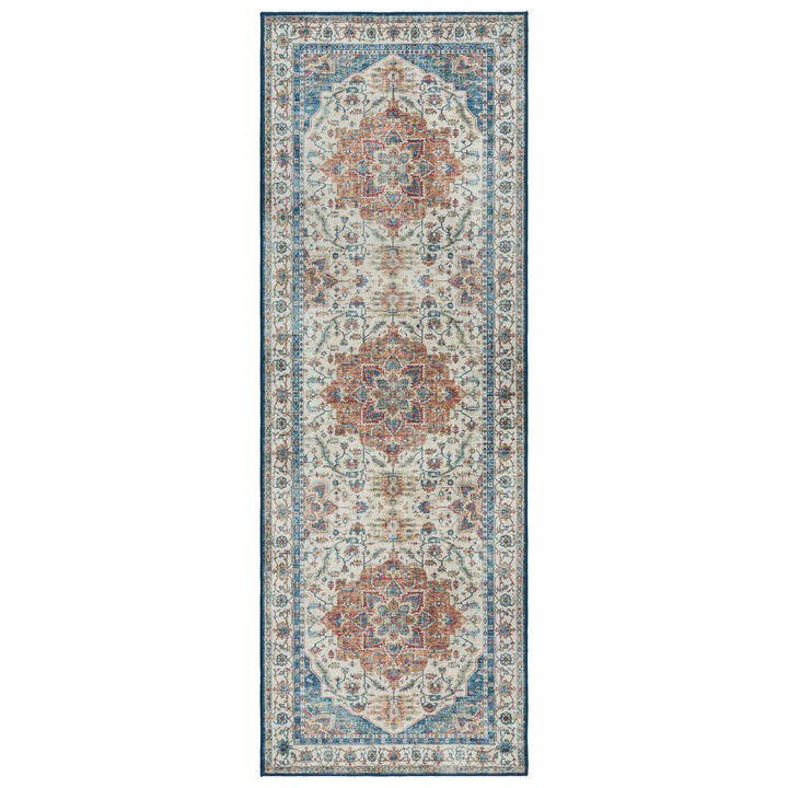 Gertmenian Crystal Print Soha Traditional Moroccan Blue Area Rug, 2x6
