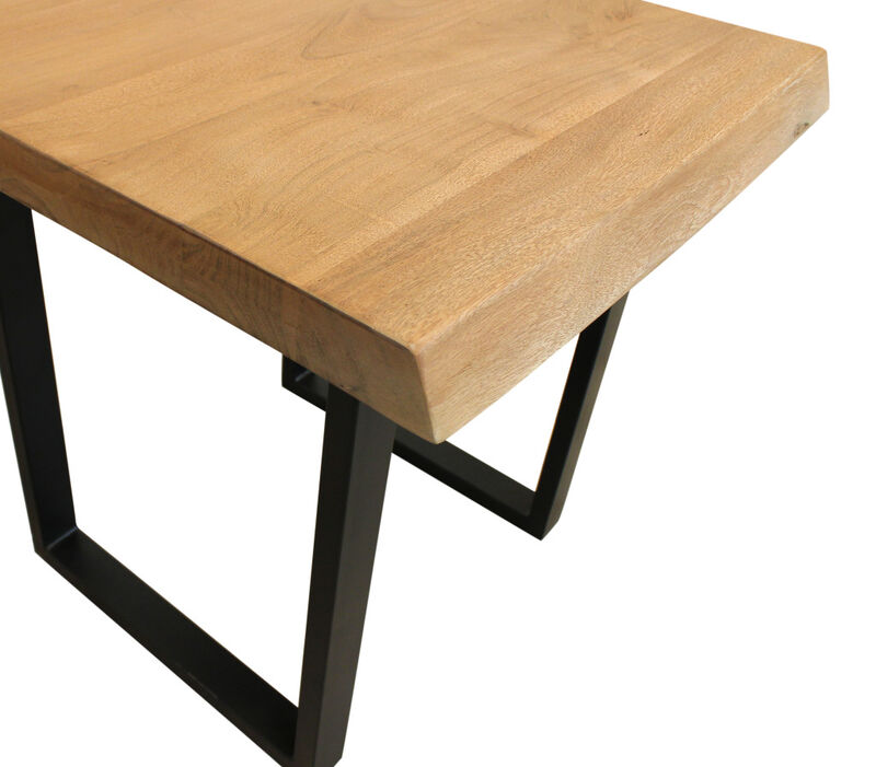 Hivvago 24 Inch Black And Natural Distressed Solid Wood And Iron Square End Table