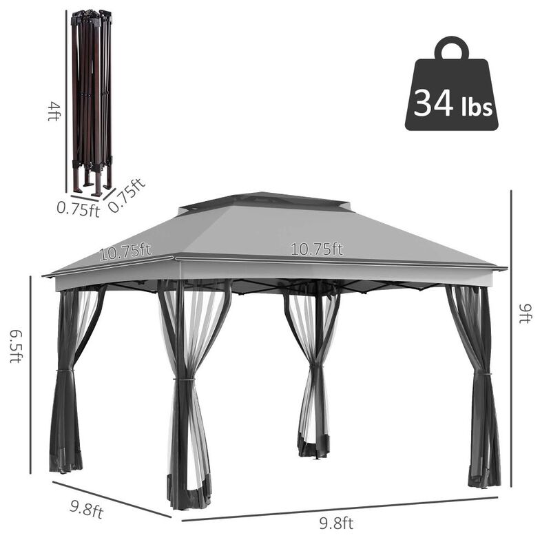 Hivvago Outdoor 11x11 Canopy Gazebo with Mesh Netting and Carry Bag image number 2