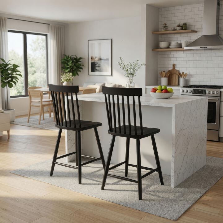 Andy Counter Height Chair Set of 2, Windsor Spindle Back, Wood