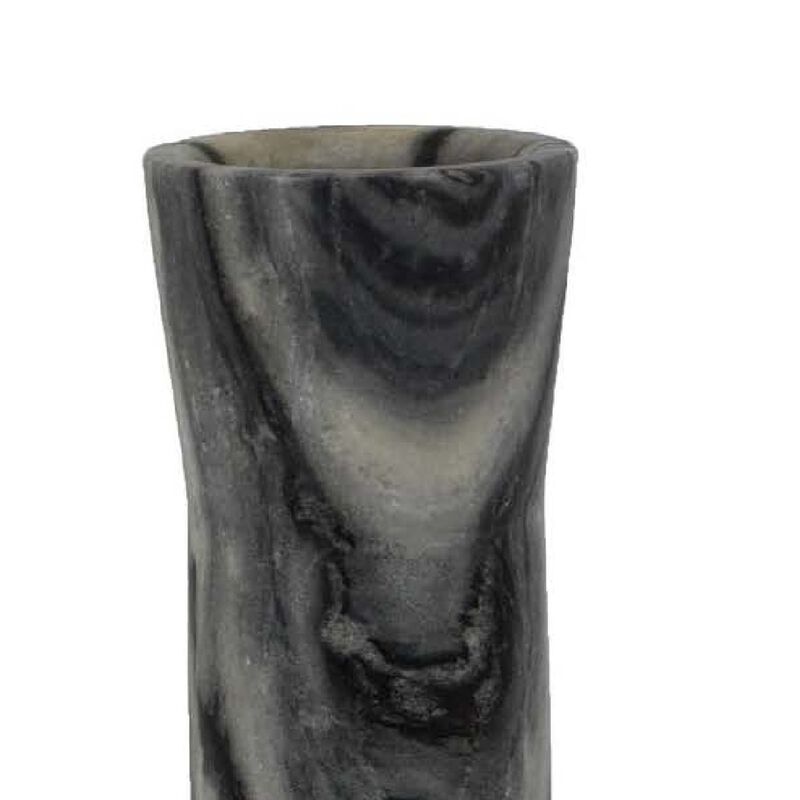 Danny Tall Accent Vase, Natural Stone Pattern Gray Marble 14 Inch