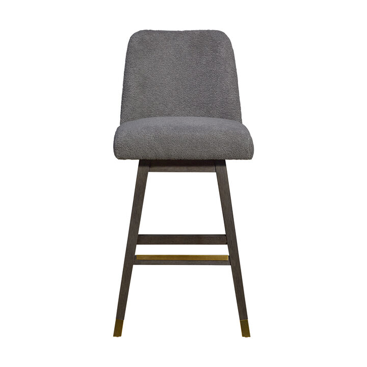 HomeRoots 30" Gray Solid Wood Bar Height Swivel Bar Chair
