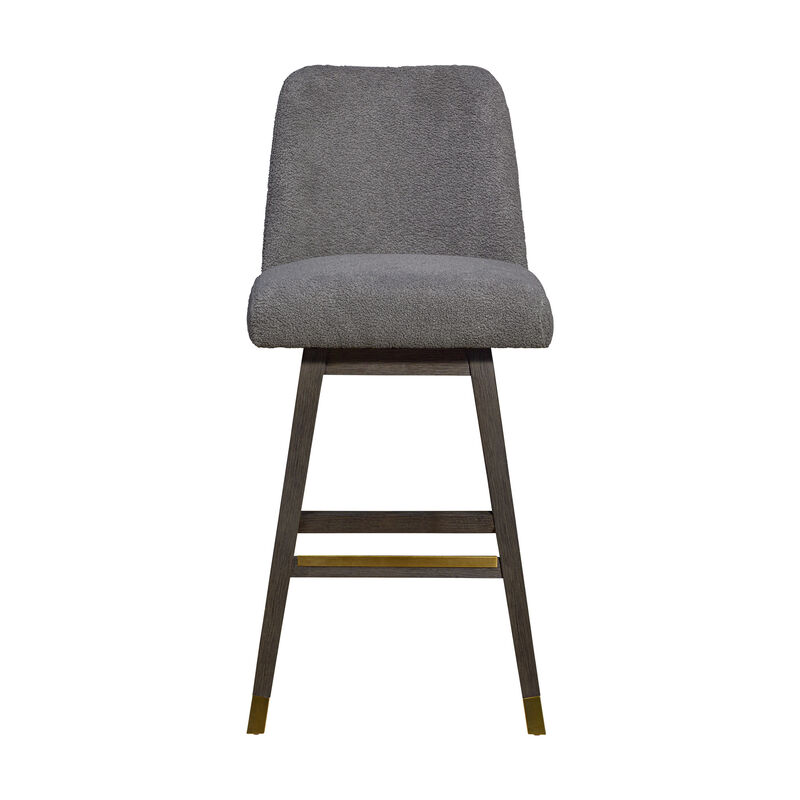 HomeRoots 30" Gray Solid Wood Bar Height Swivel Bar Chair image number 0