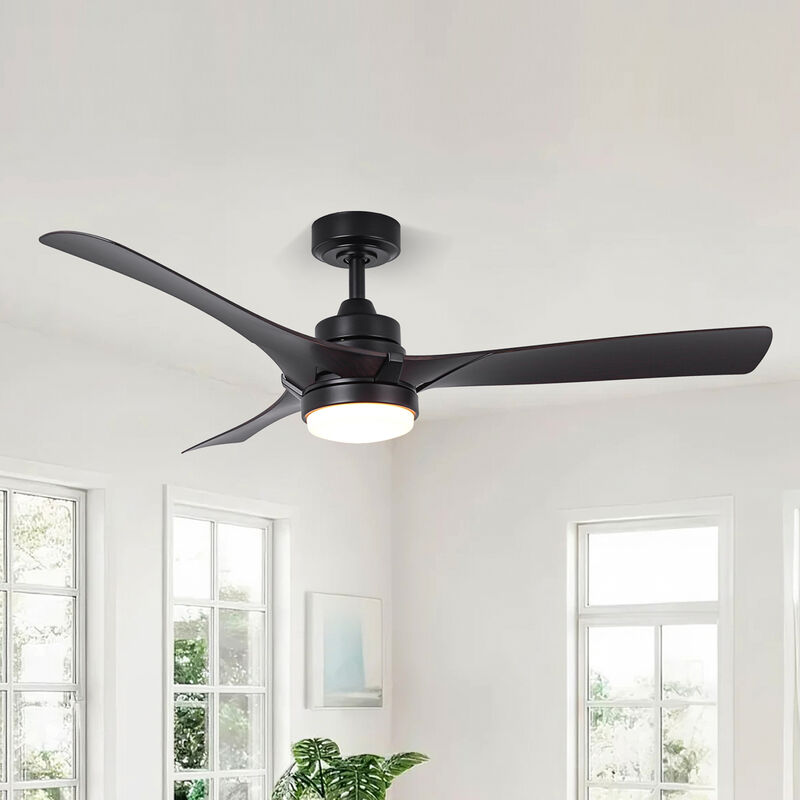 52 in. Black Reversible 6-Speed Dimmable Ceiling Fan with Light and Remote