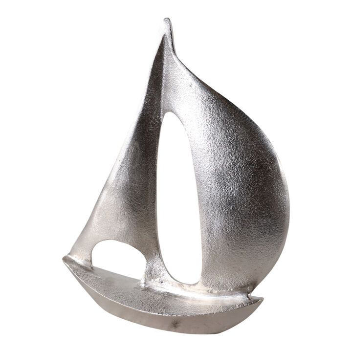 13x9" Metal Sail Boat, Silver