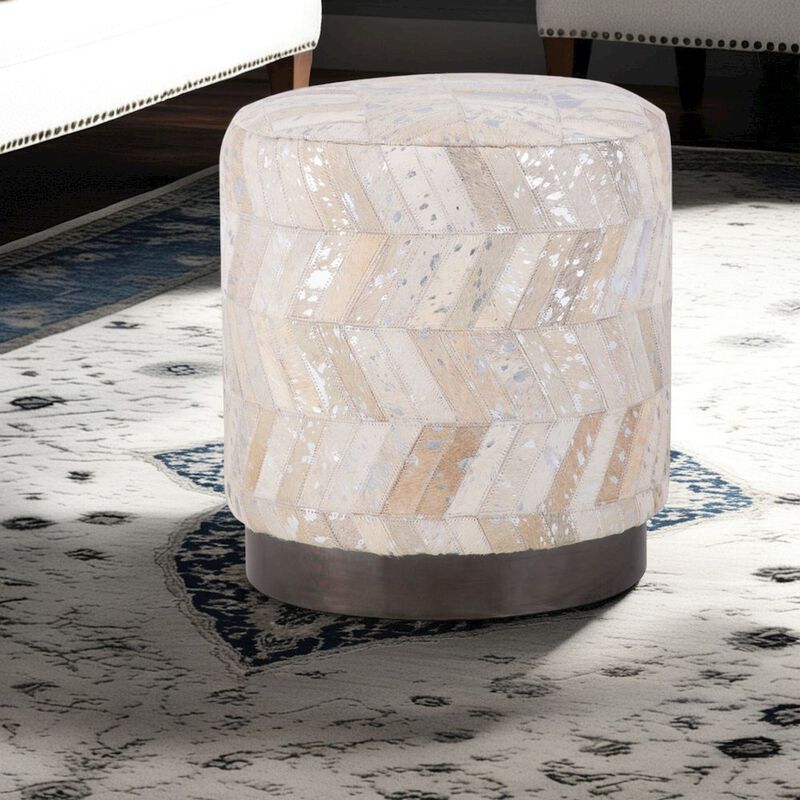 Carolina Chair & Table Handwoven Dionysus Silver Shevron Ottoman