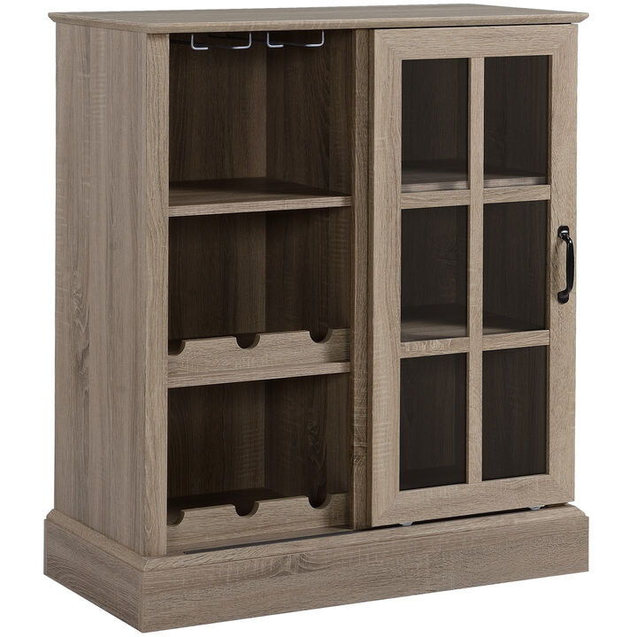 Sideboard Storage Cabinet for Liquor and Glasses with Wine Rack, Stemware Racks