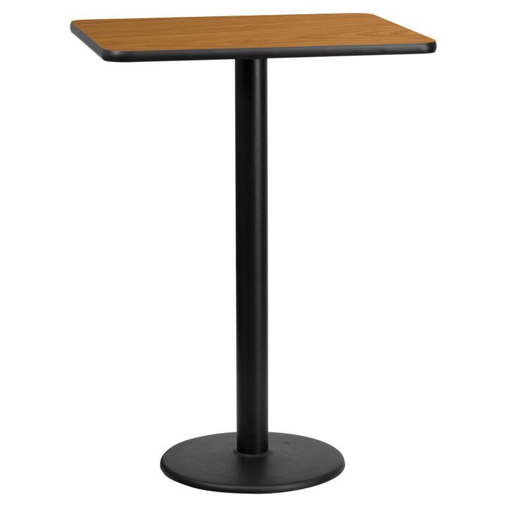 Flash Furniture Stiles 24'' x 30'' Rectangular Natural Laminate Table Top with 18'' Round Bar Height Table Base