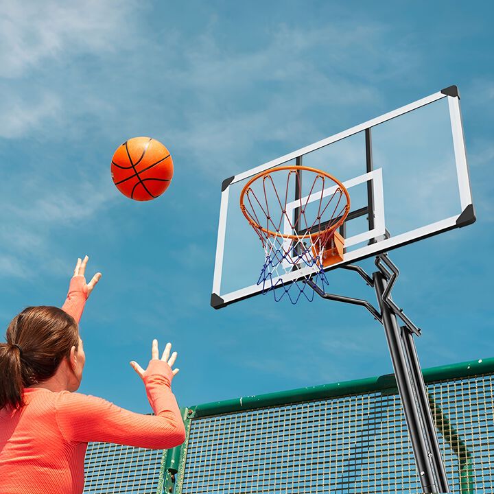 Adjustable Portable Basketball Hoop with Backboard, Wheeled Base for Driveway and Backyard-Black