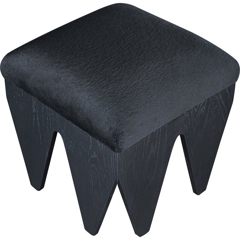 Meridian Furniture Altair Black Velour Fur Fabric Bench