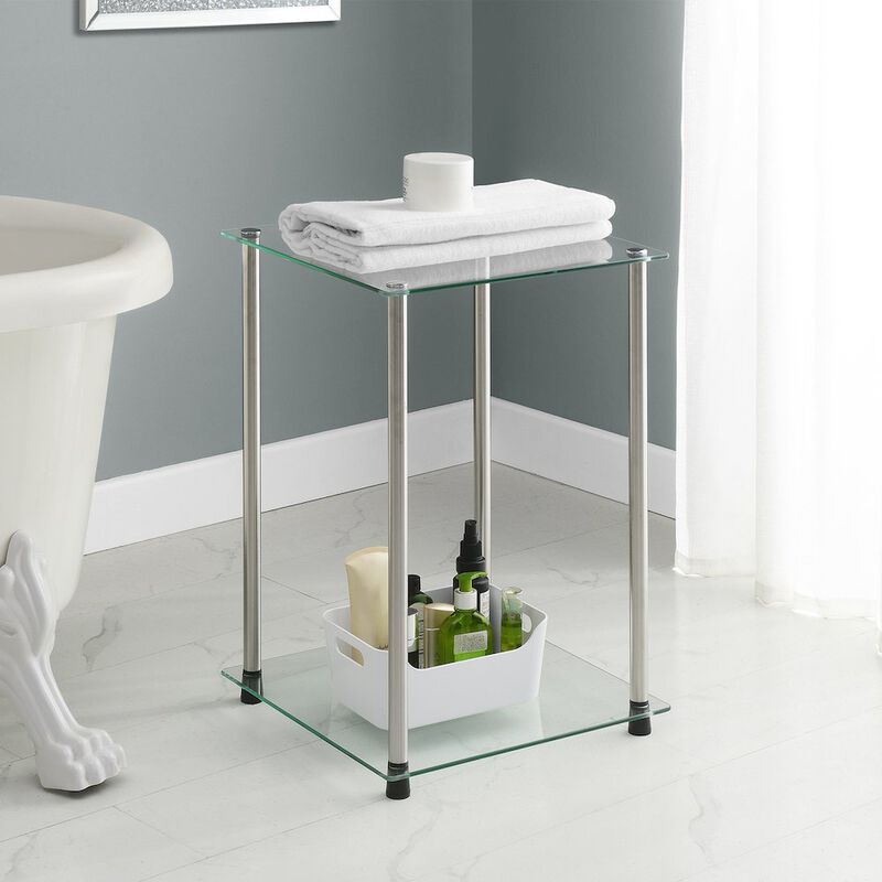 Convenience Concepts Designs2Go Classic Glass 2 Tier Square End Table